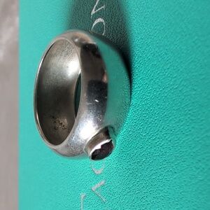 Silver And granet band ring
